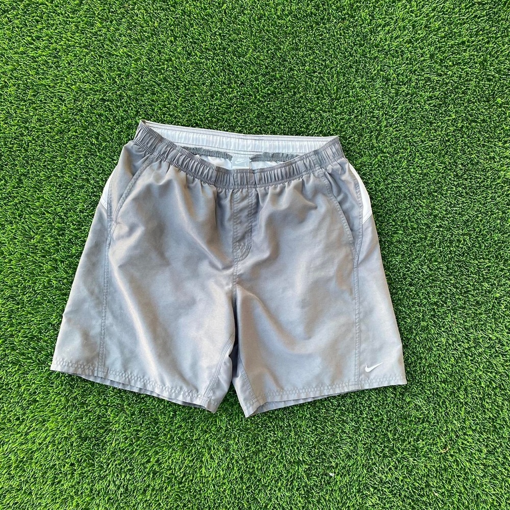 Nike Men's Grey and White Swim-briefs-shorts